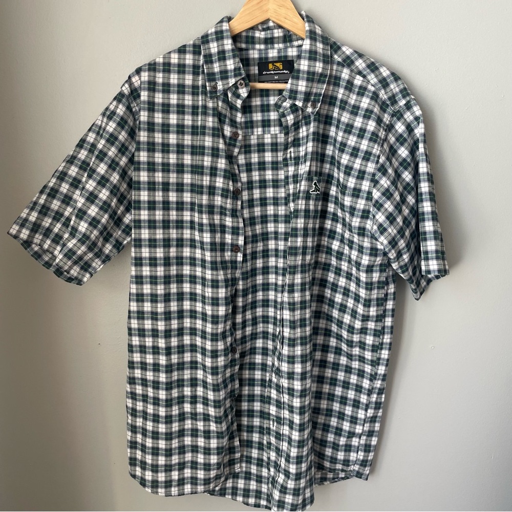 Drunknmunky Men's M Multicolor Plaid 80% Cotton Short Sleeve Button Shirt‎